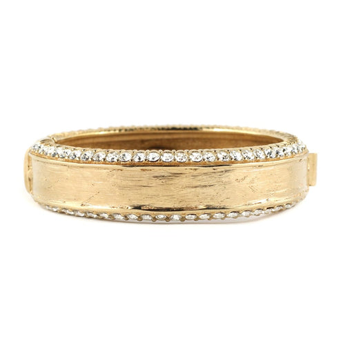 Ciner NY 24kt Gold - Clear Austrian Crystals Hinged Bangle - Harlequin Market