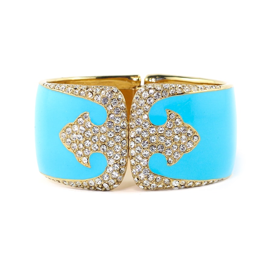 Ciner NYC 18K Gold Plated Turquoise Enamelled - Crystal Deco Design Bracelet