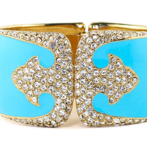 Ciner NYC 18K Gold Plated Turquoise Enamelled - Crystal Deco Design Bracelet