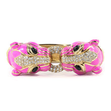 Load image into Gallery viewer, Ciner NYC 18K Gold Plated Pink Enamelled, Crystal Tiger Design Bracelet