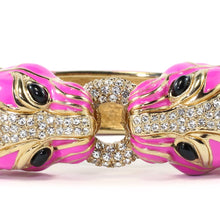 Load image into Gallery viewer, Ciner NYC 18K Gold Plated Pink Enamelled, Crystal Tiger Design Bracelet