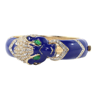 Ciner NYC 18K Gold Plated Blue Enamelled, Crystal Lion Design Bracelet