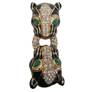 Ciner NYC 24K Gold Plated Enamelled, Crystal Double Tiger Head Design Bracelet