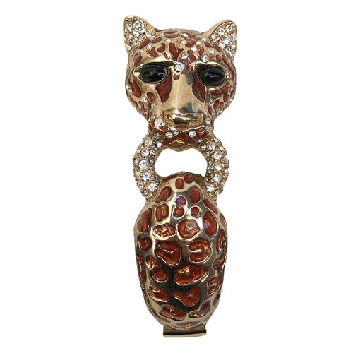 Ciner NYC 24K Gold Plated Enamelled, Crystal Cheetah Design Bracelet