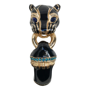 Ciner NYC 24K Gold Plated Black Enamelled, Crystal Tiger Design Bracelet
