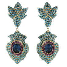 Load image into Gallery viewer, Ciner NYC Pavéd Crystal Statement Earrings - Aquamarine, Violet, Montana Blue