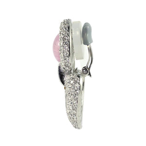 Ciner NYC Pavéd Crystal Statement Earrings - Clear, Light Pink - (Clip-On Earrings)