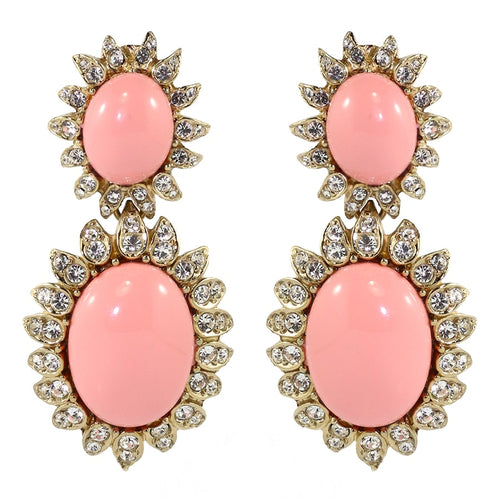 Ciner NYC Pale Cabochon Cabochon Statement Earrings - (Clip-On Earrings)