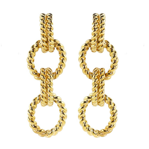 Ciner NYC 18K Gold Plated Rope Chain Earrings