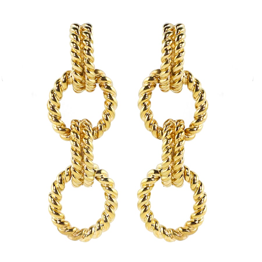 Ciner NYC 18K Gold Plated Rope Chain Earrings