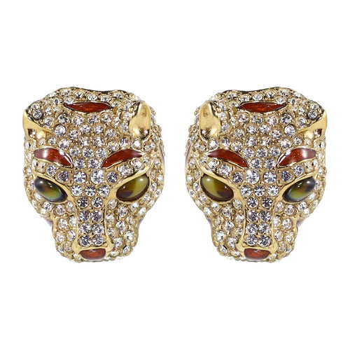 Ciner NYC Crystal Emerald Eyes Tiger Earrings