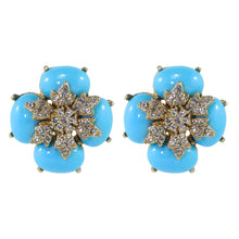 Load image into Gallery viewer, Ciner NYC Crystal Baby Blue Cabochon Flower Earrings