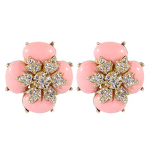 Load image into Gallery viewer, Ciner NYC Crystal Light Coral Cabochon Flower Earrings