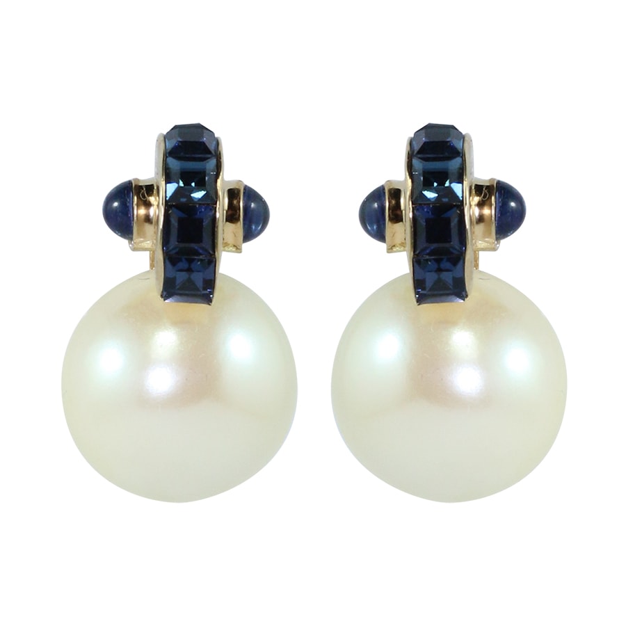 Ciner NYC 18K Gold Plated Faux Pearl - Crystal Earrings