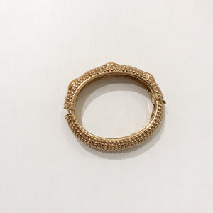 Ciner NY 18K Gold Plating & Cabochon Box & Tongue Clasp Bracelet - Harlequin Market