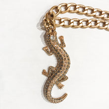 Load image into Gallery viewer, Ciner NY Gold Plated Long Gecko Drop Pendant Necklace
