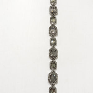 Ciner NY Rhodium & Black Diamond Box & Tongue Clasp Bracelet