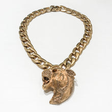 Load image into Gallery viewer, Ciner NY Gold Plated &amp; Crystal Entwined Lions Head Roaring Chunky Necklace