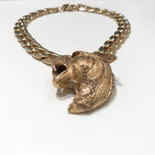 Load image into Gallery viewer, Ciner NY Gold Plated &amp; Crystal Entwined Lions Head Roaring Chunky Necklace