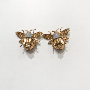 Ciner NY Gold Plated 100th Anniversary Bee Earrings with Siam Eyes & Body (Clip-on)