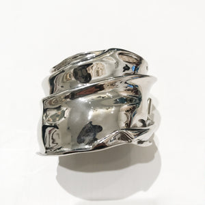 Ciner NY Polished Silver Tone Sculpted Statement Cuff