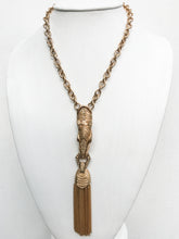 Load image into Gallery viewer, Ciner NY Gold Plated &amp; Crystal Zebra tassel Chain Necklace