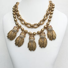 Load image into Gallery viewer, Ciner NY Gold Plated &amp; Orange Crystal Eyes Classic Bee Necklace