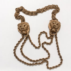 Ciner NY Gold Plated Giant Lion Double Door Knocker Thick Link Chain Necklace