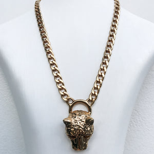 Ciner NY Gold Plated Small Cougar Chain Necklace