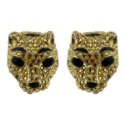 Ciner NY Gilded Gold Crystal Lioness Earrings (Clip-on) - Harlequin Market