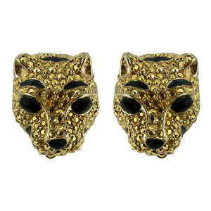 Ciner NY Gilded Gold Crystal Lioness Earrings (Clip-on) - Harlequin Market