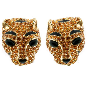 Ciner NY Gilded Topaz Crystal Lioness Earrings (Clip-on) - Harlequin Market