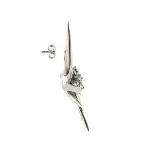 Ciner NY Rhodium Spike Cluster Earrings with Clear Crystal Earrings (Pierced)