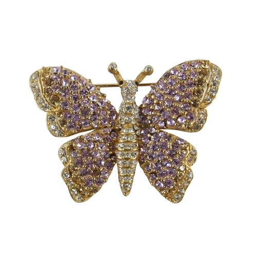 Ciner NY Light Amethyst Crystal Encrusted Butterfly Pin - Brooch