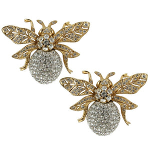 Ciner NY 24kt Plated 100th Anniversary Bee Earrings with Topaz Eyes (Clip-on) - Harlequin Market