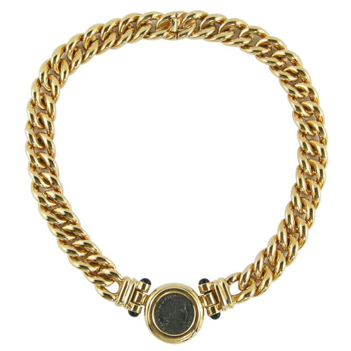 Ciner NY Roman Coin Pendant Gold Tone Chain Necklace