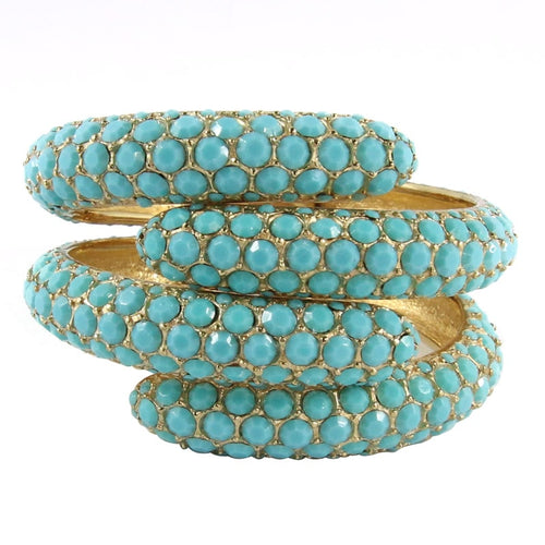 Ciner NY Turquoise Crystal - Gold Plate Clamper Bangle