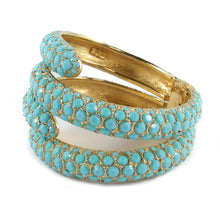 Load image into Gallery viewer, Ciner NY Turquoise Crystal - Gold Plate Clamper Bangle