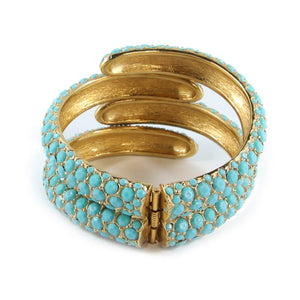 Ciner NY Turquoise Crystal - Gold Plate Clamper Bangle