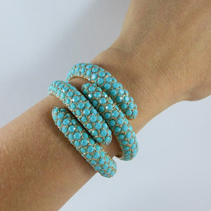 Ciner NY Turquoise Crystal - Gold Plate Clamper Bangle