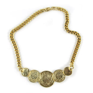 Goldette Vintage Napoleon Emperor Coin Gold Tone Chain Necklace c. 1960