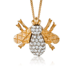Ciner NY Crystal Rhinestone 18kt Gold Plated Small bee Pendant Necklace - Harlequin Market