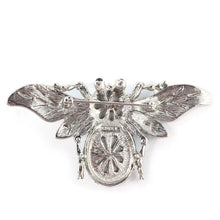 Load image into Gallery viewer, Ciner NY Rhodium Faux Pearl &amp; Clear Crystal Bug Brooch