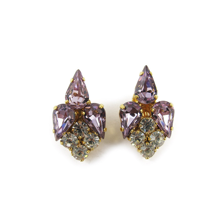 Harlequin Market Clear & Amethyst Crystal Earrings