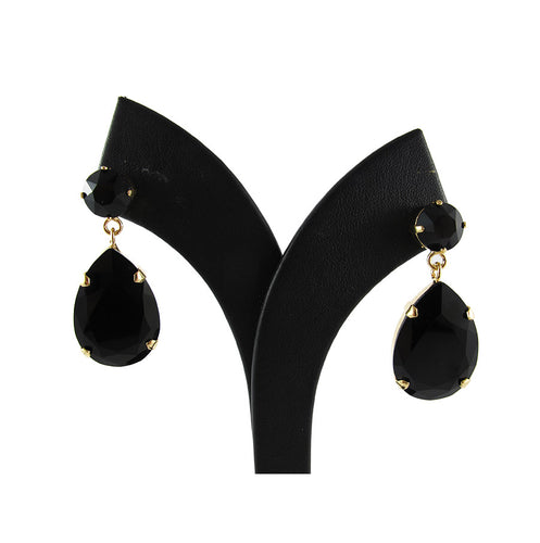 Harlequin Market Black Opaque Crystal Earrings - Pierced