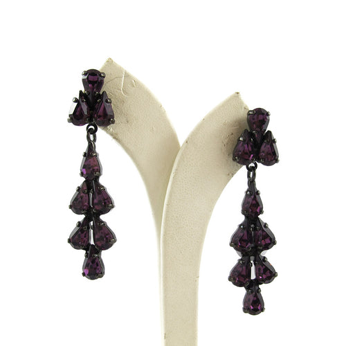 Harlequin Market Crystal Earrings - Amethyst with Chrome Plating