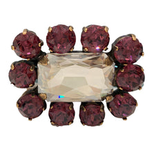 Load image into Gallery viewer, HQM Austrian Crystal Square Statement Brooch - Clear &amp; Amethyst