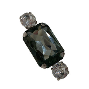 HQM Austrian Crystal Rectangle Single Bar Brooch - Black Diamond & Clear