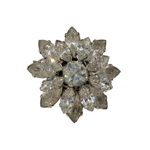 Unsigned Vintage Small Clear Crystal Daisy Brooch