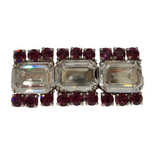 Load image into Gallery viewer, HQM Austrian Crystal Three Stone Rectangle Bar Brooch - Clear &amp; Amethyst